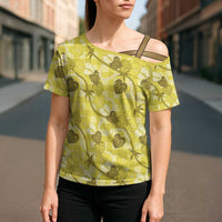 Anthurium Pikake Ti Leaf Palaka Cross Shoulder Shirt Yellow Version LT01 - Polynesian Pride