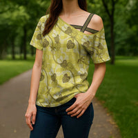 Anthurium Pikake Ti Leaf Palaka Cross Shoulder Shirt Yellow Version LT01 - Polynesian Pride