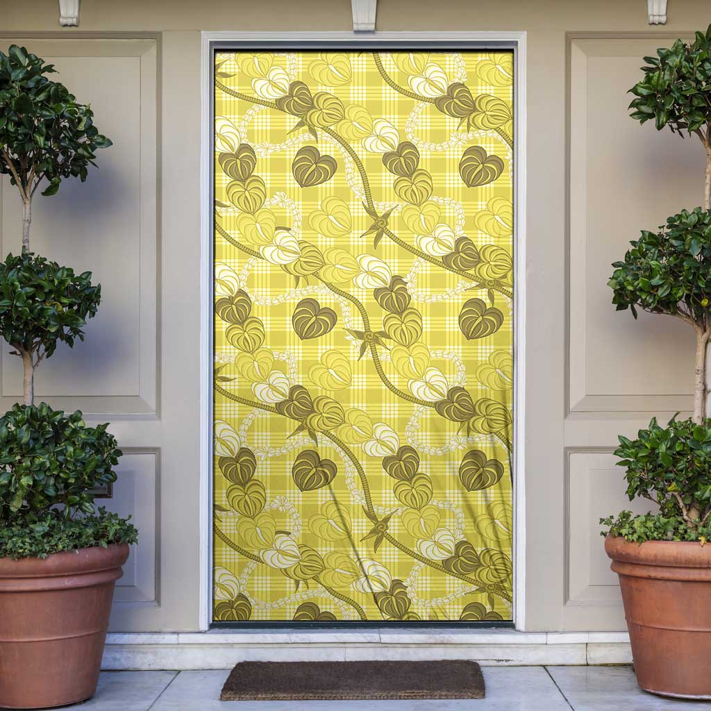 Anthurium Pikake Ti Leaf Palaka Door Cover Yellow Version LT01 Yellow - Polynesian Pride