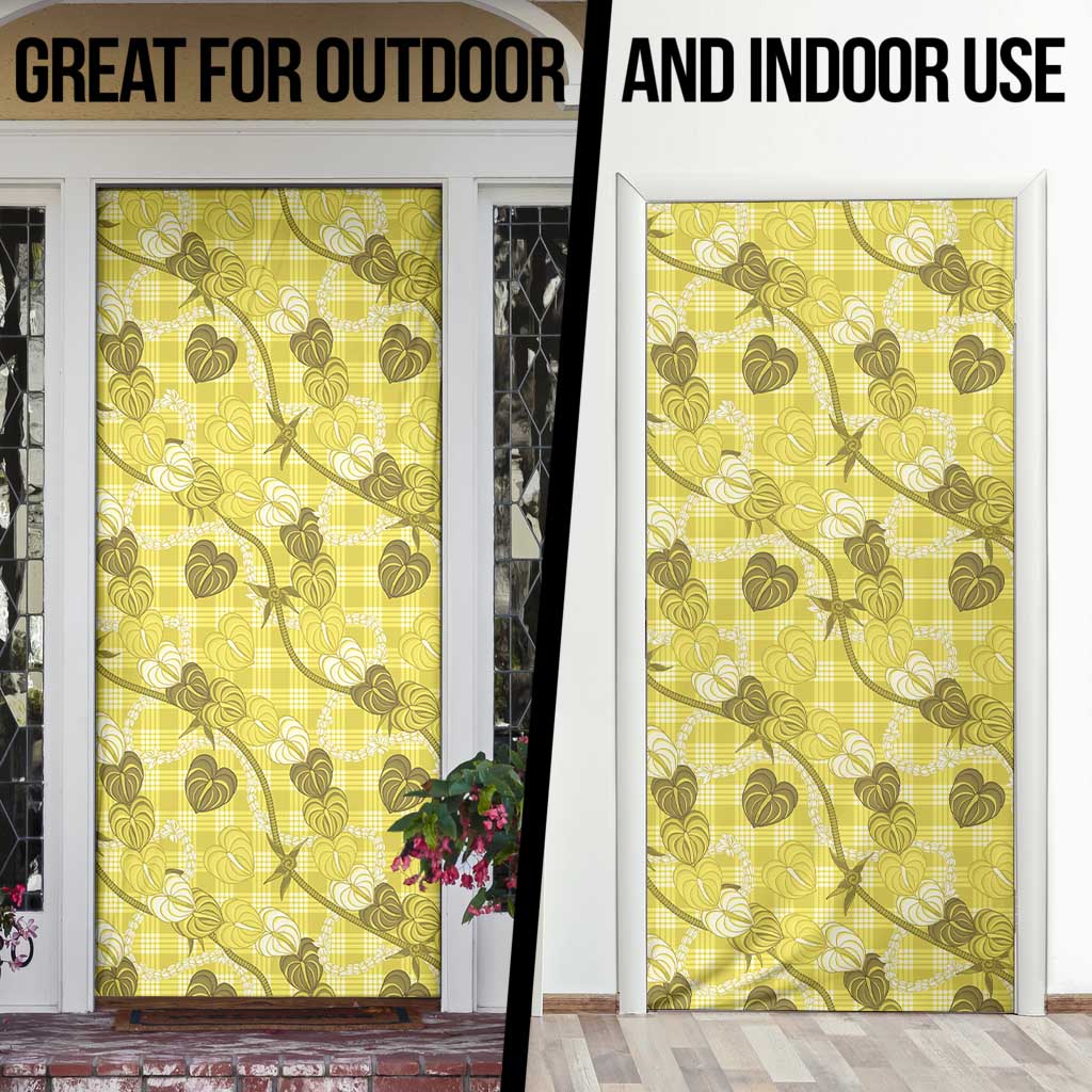 Anthurium Pikake Ti Leaf Palaka Door Cover Yellow Version LT01 - Polynesian Pride