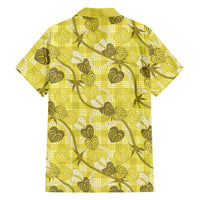 Anthurium Pikake Ti Leaf Palaka Family Matching Long Sleeve Bodycon Dress and Hawaiian Shirt Yellow Version