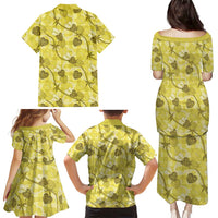 Anthurium Pikake Ti Leaf Palaka Family Matching Puletasi and Hawaiian Shirt Yellow Version LT01 - Polynesian Pride