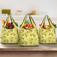 Anthurium Pikake Ti Leaf Palaka Grocery Bag Yellow Version LT01 3-pack One Size Yellow - Polynesian Pride