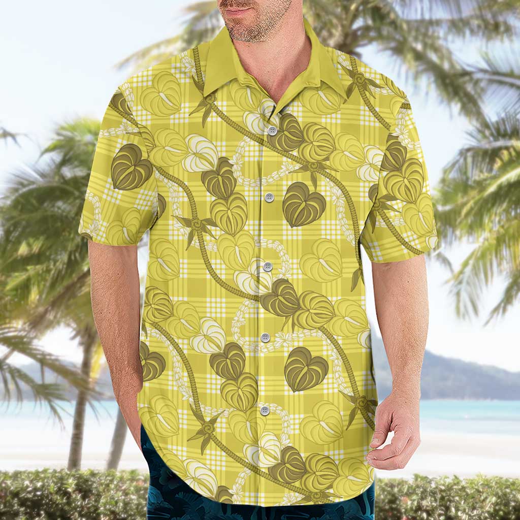 Anthurium Pikake Ti Leaf Palaka Hawaiian Shirt Yellow Version LT01 - Polynesian Pride
