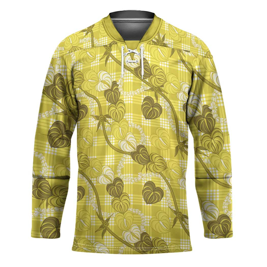 Anthurium Pikake Ti Leaf Palaka Hockey Jersey Yellow Version LT01 Unisex Yellow - Polynesian Pride