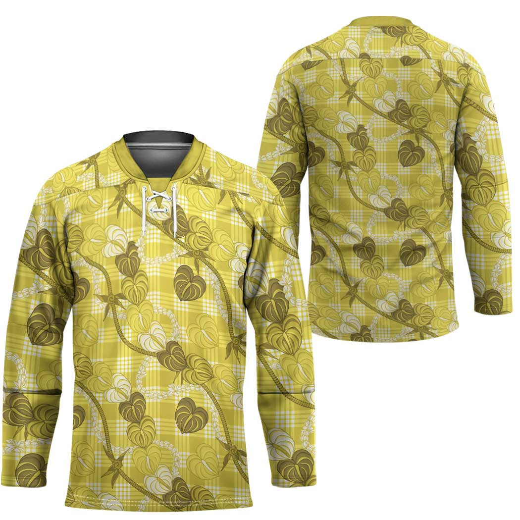 Anthurium Pikake Ti Leaf Palaka Hockey Jersey Yellow Version LT01 - Polynesian Pride