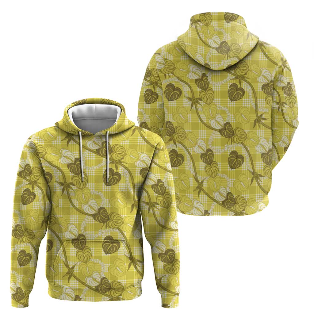 Anthurium Pikake Ti Leaf Palaka Hoodie Yellow Version LT01 - Polynesian Pride