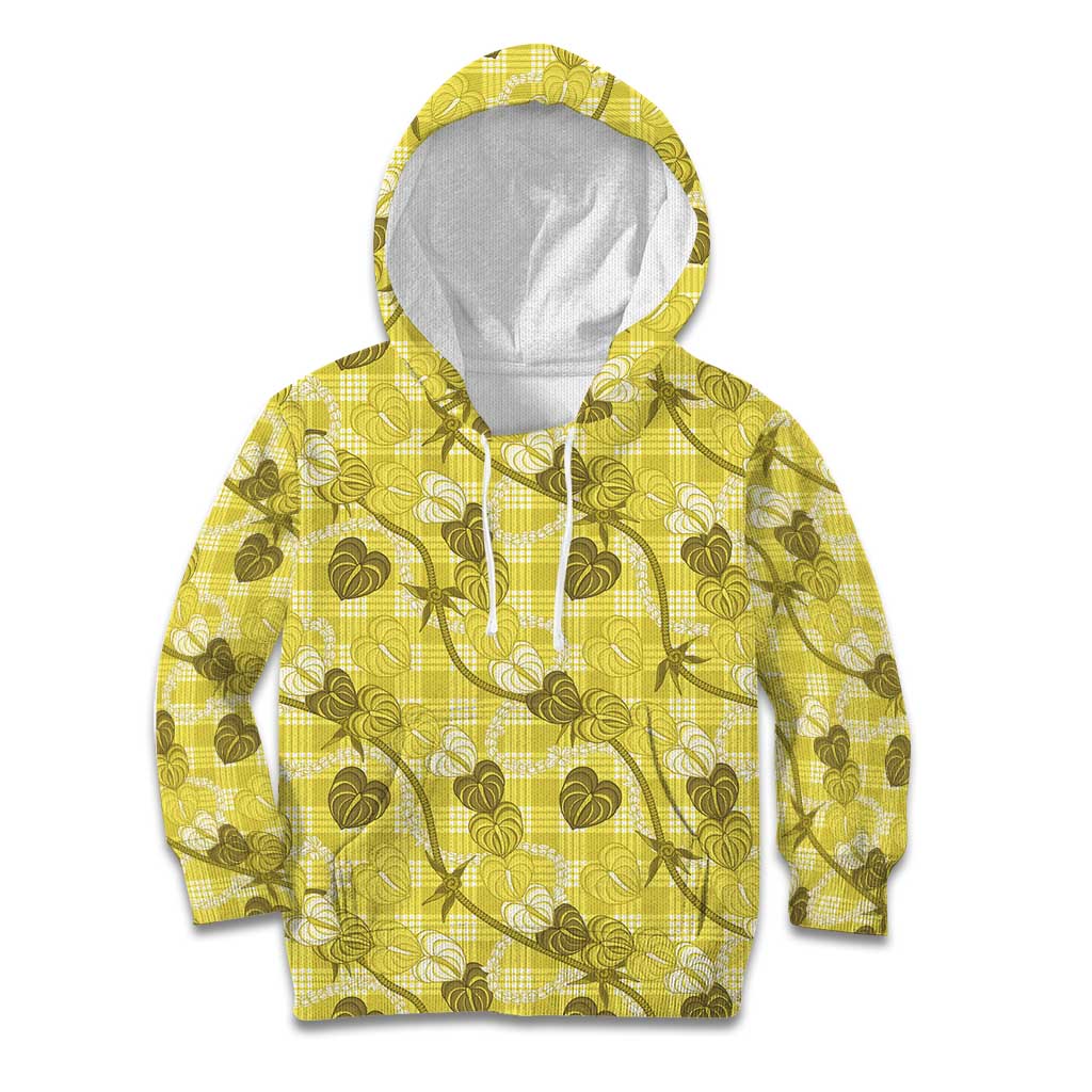 Anthurium Pikake Ti Leaf Palaka Kid Hoodie Yellow Version