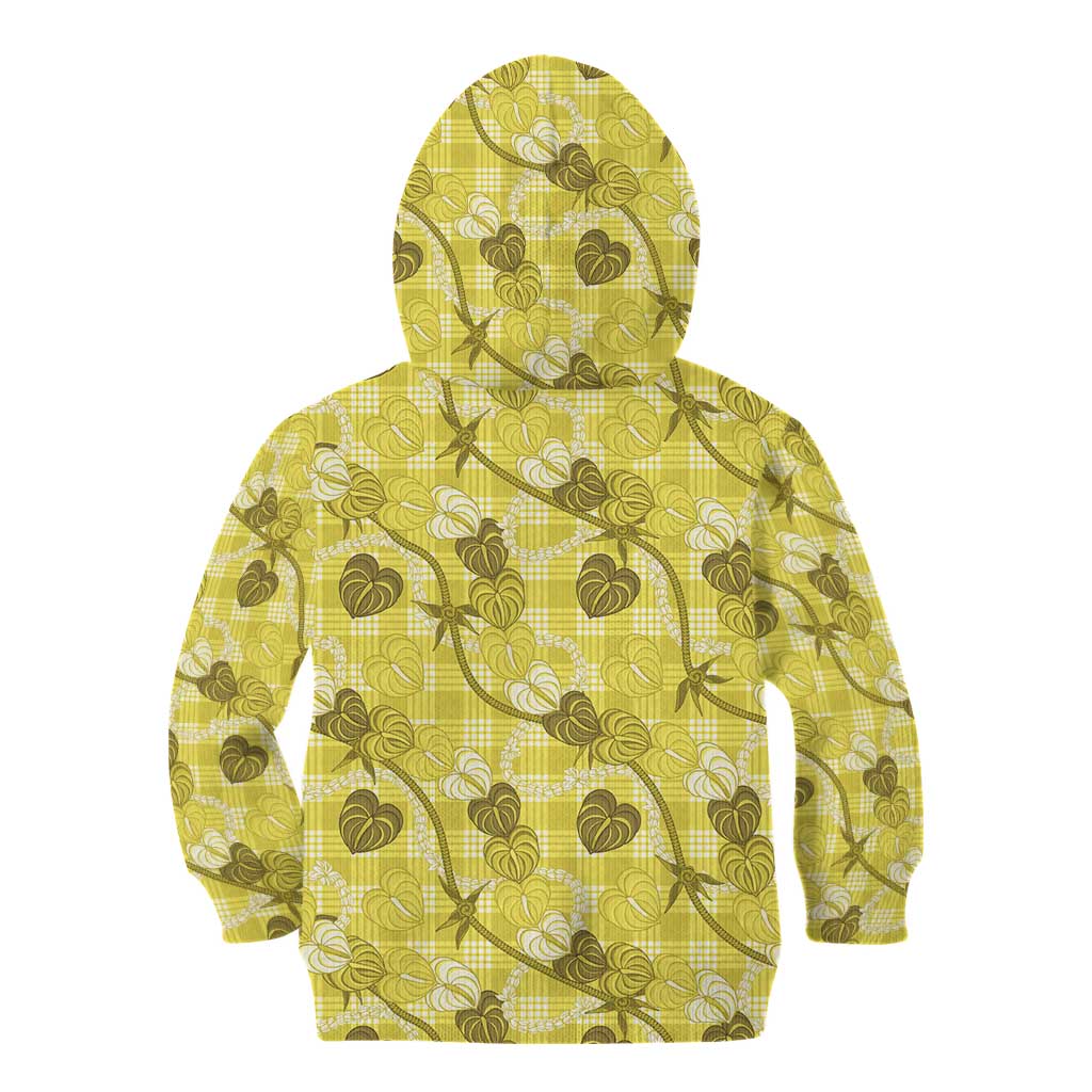 Anthurium Pikake Ti Leaf Palaka Kid Hoodie Yellow Version