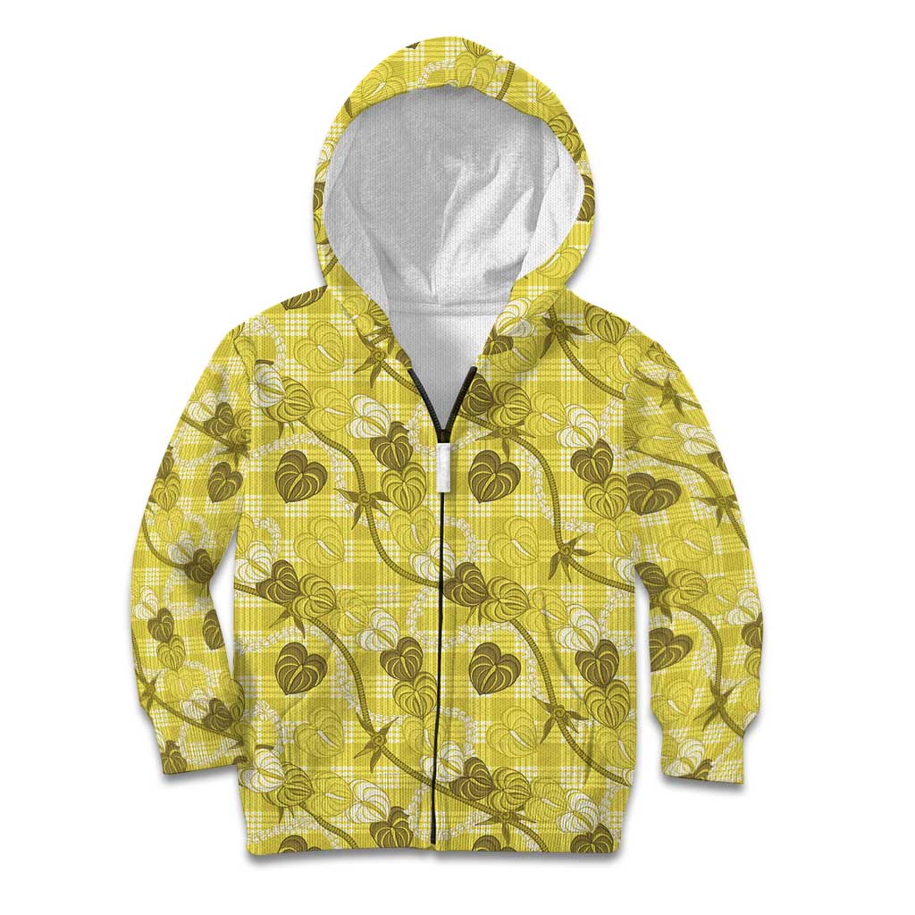 Anthurium Pikake Ti Leaf Palaka Kid Hoodie Yellow Version