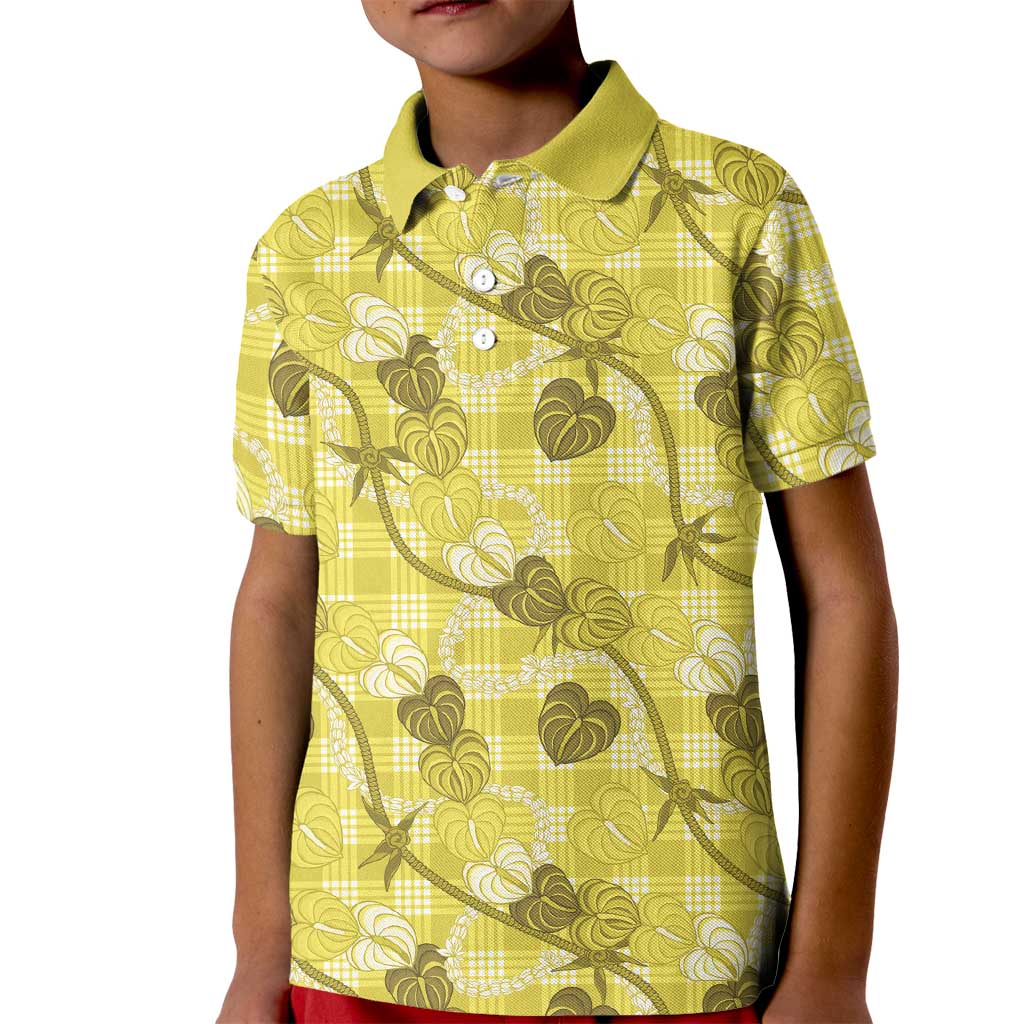 Anthurium Pikake Ti Leaf Palaka Kid Polo Shirt Yellow Version LT01 Kid Yellow - Polynesian Pride