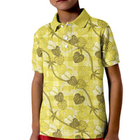 Anthurium Pikake Ti Leaf Palaka Kid Polo Shirt Yellow Version LT01 Kid Yellow - Polynesian Pride