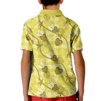 Anthurium Pikake Ti Leaf Palaka Kid Polo Shirt Yellow Version LT01 - Polynesian Pride