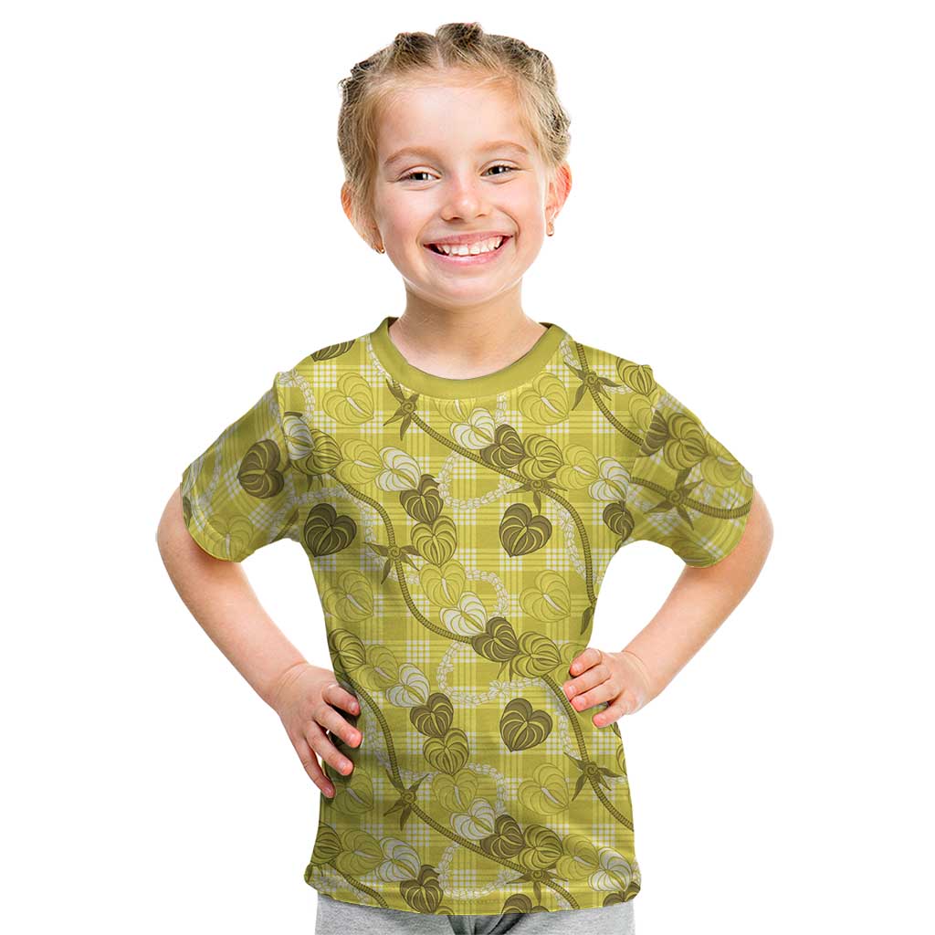 Anthurium Pikake Ti Leaf Palaka Kid T Shirt Yellow Version LT01 Yellow - Polynesian Pride
