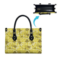 Anthurium Pikake Ti Leaf Palaka Leather Bag Yellow Version LT01 - Polynesian Pride