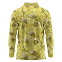 Anthurium Pikake Ti Leaf Palaka Long Sleeve Polo Shirt Yellow Version LT01 - Polynesian Pride