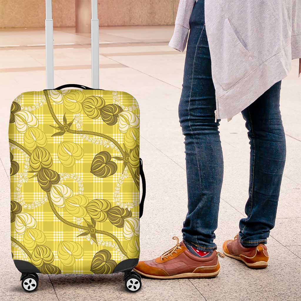 Anthurium Pikake Ti Leaf Palaka Luggage Cover Yellow Version LT01 Yellow - Polynesian Pride
