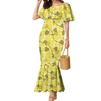 Anthurium Pikake Ti Leaf Palaka Mermaid Dress Yellow Version LT01 Women Yellow - Polynesian Pride