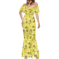 Anthurium Pikake Ti Leaf Palaka Mermaid Dress Yellow Version LT01 - Polynesian Pride