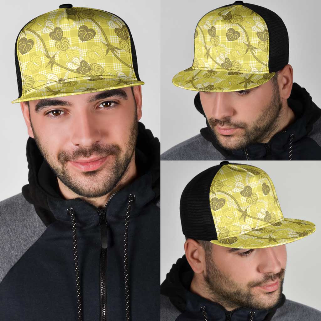 Anthurium Pikake Ti Leaf Palaka Mesh Trucker Cap Yellow Version LT01 - Polynesian Pride