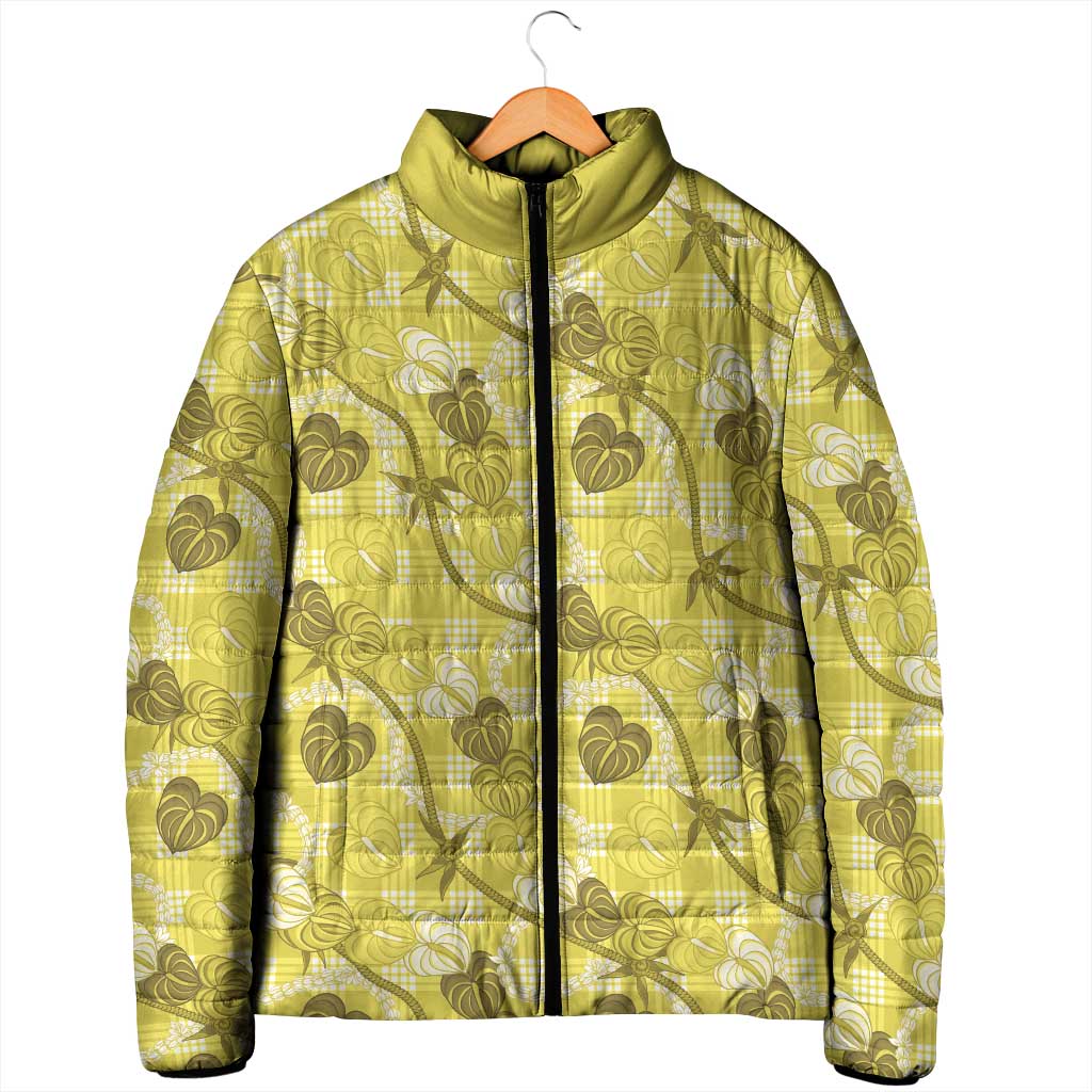 Anthurium Pikake Ti Leaf Palaka Padded Jacket Yellow Version LT01 - Polynesian Pride