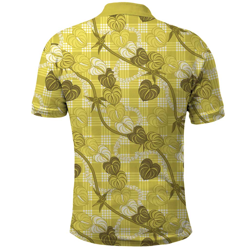 Anthurium Pikake Ti Leaf Palaka Polo Shirt Yellow Version LT01 - Polynesian Pride