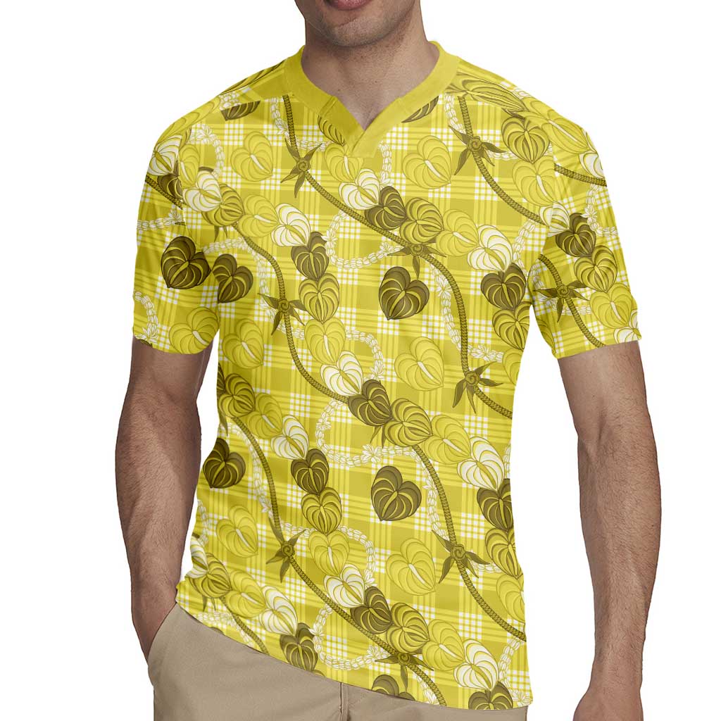 Anthurium Pikake Ti Leaf Palaka Rugby Jersey Yellow Version LT01 - Polynesian Pride