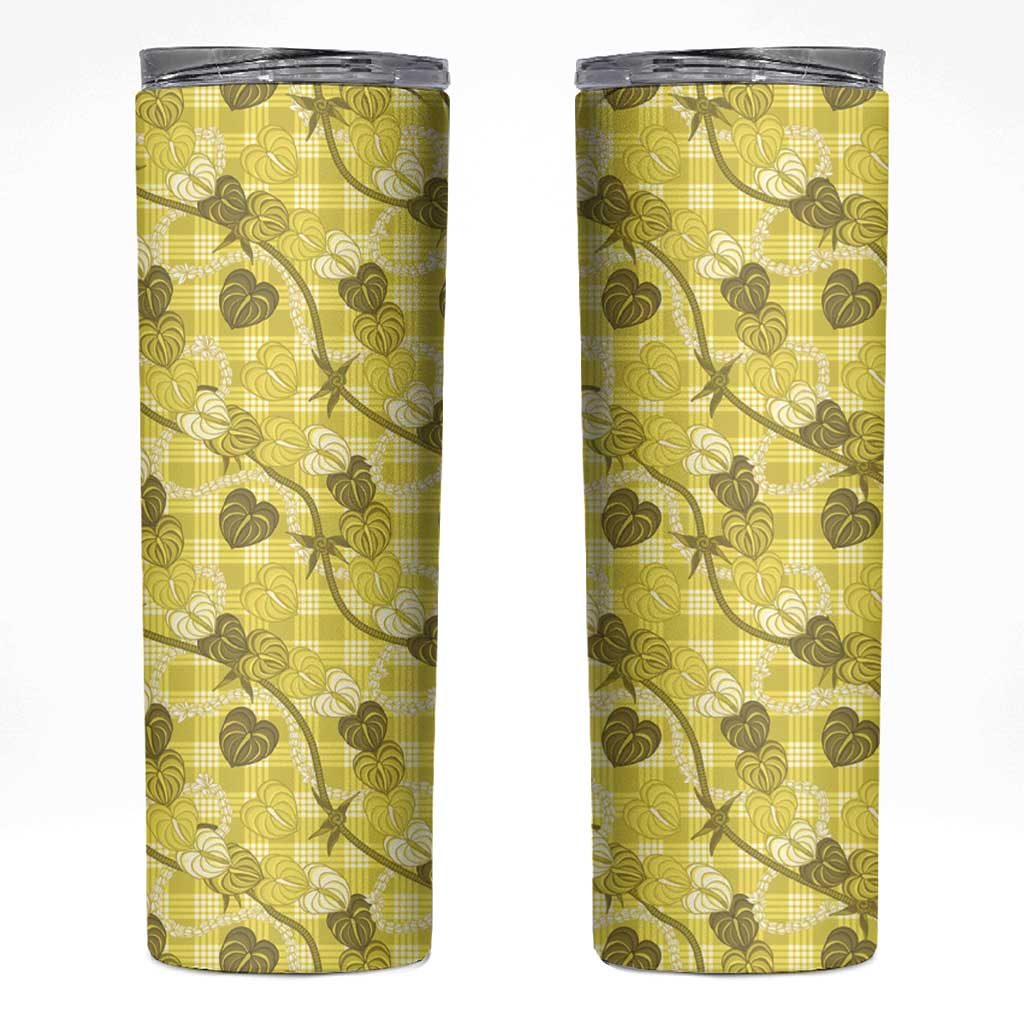 Anthurium Pikake Ti Leaf Palaka Skinny Tumbler Yellow Version LT01 Yellow - Polynesian Pride