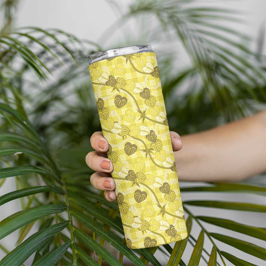 Anthurium Pikake Ti Leaf Palaka Skinny Tumbler Yellow Version LT01 - Polynesian Pride