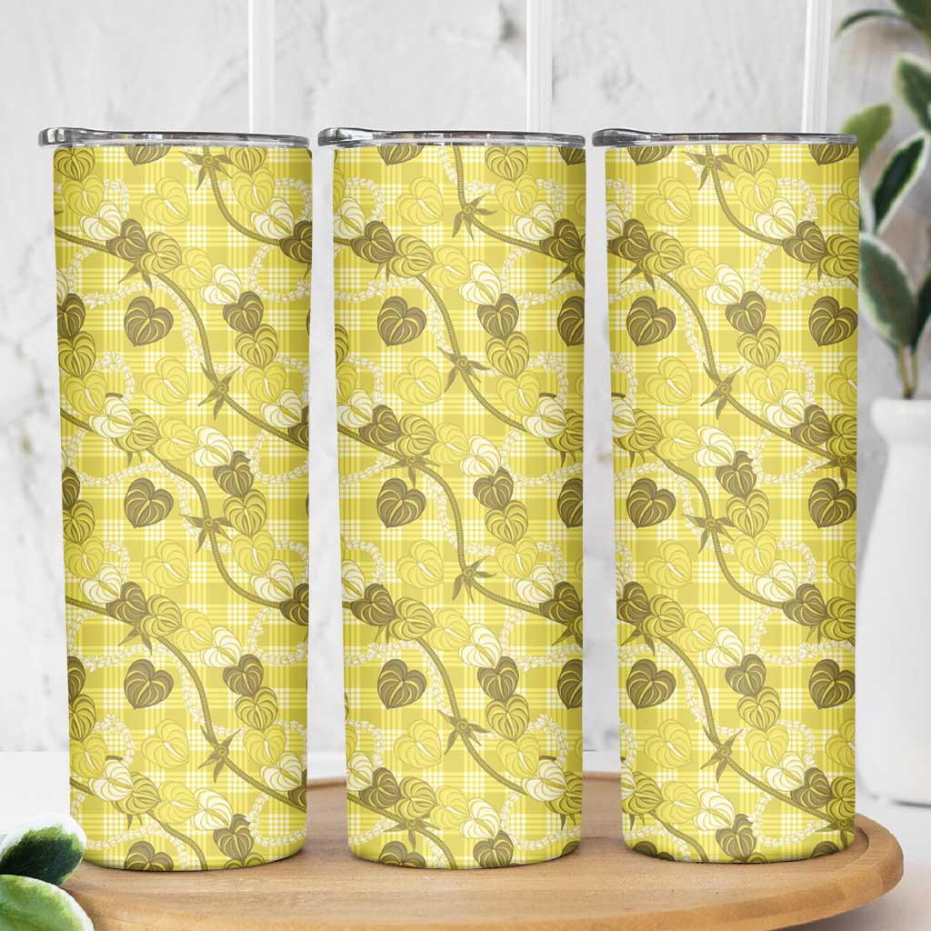 Anthurium Pikake Ti Leaf Palaka Skinny Tumbler Yellow Version LT01 - Polynesian Pride