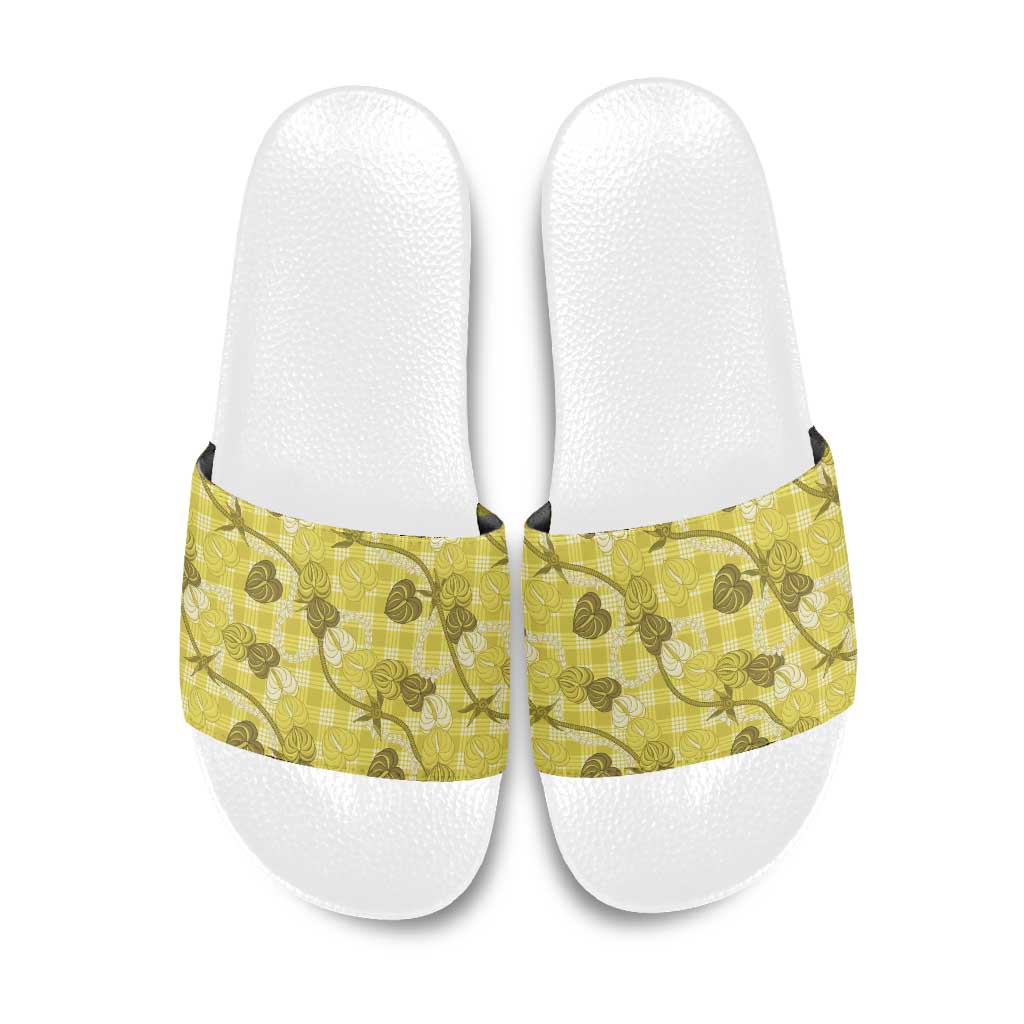 Anthurium Pikake Ti Leaf Palaka Slide Sandals Yellow Version LT01 Yellow - Polynesian Pride
