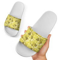 Anthurium Pikake Ti Leaf Palaka Slide Sandals Yellow Version LT01 - Polynesian Pride