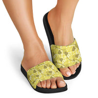 Anthurium Pikake Ti Leaf Palaka Slide Sandals Yellow Version LT01 - Polynesian Pride