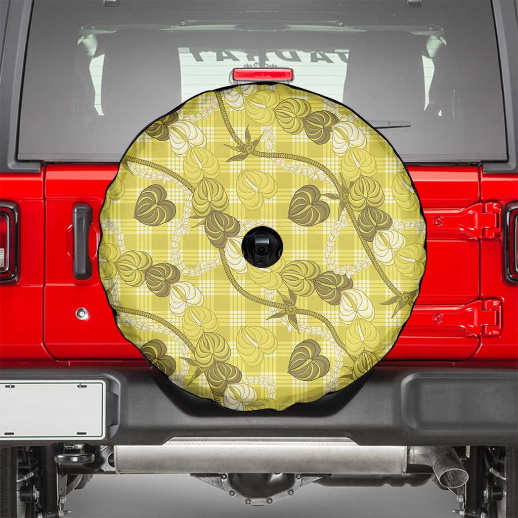 Anthurium Pikake Ti Leaf Palaka Spare Tire Cover Yellow Version LT01 - Polynesian Pride