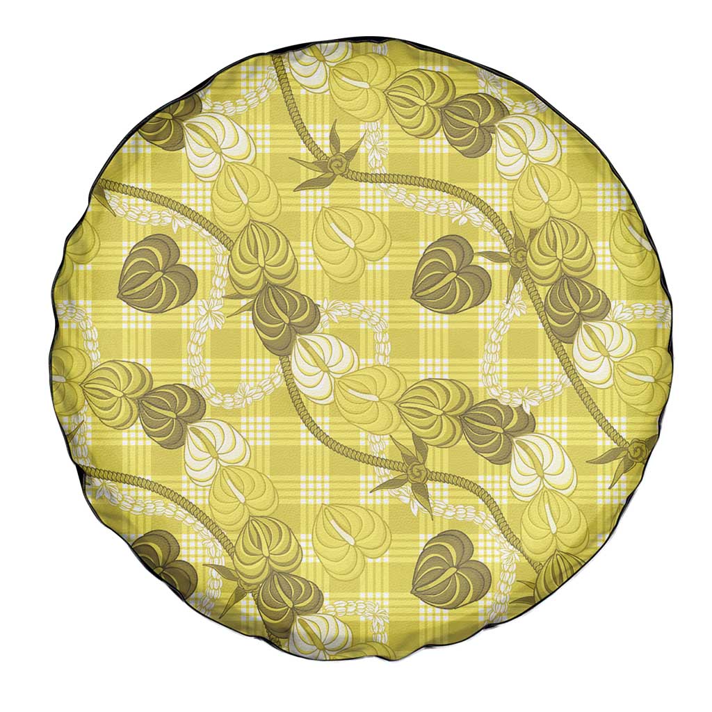Anthurium Pikake Ti Leaf Palaka Spare Tire Cover Yellow Version LT01 - Polynesian Pride