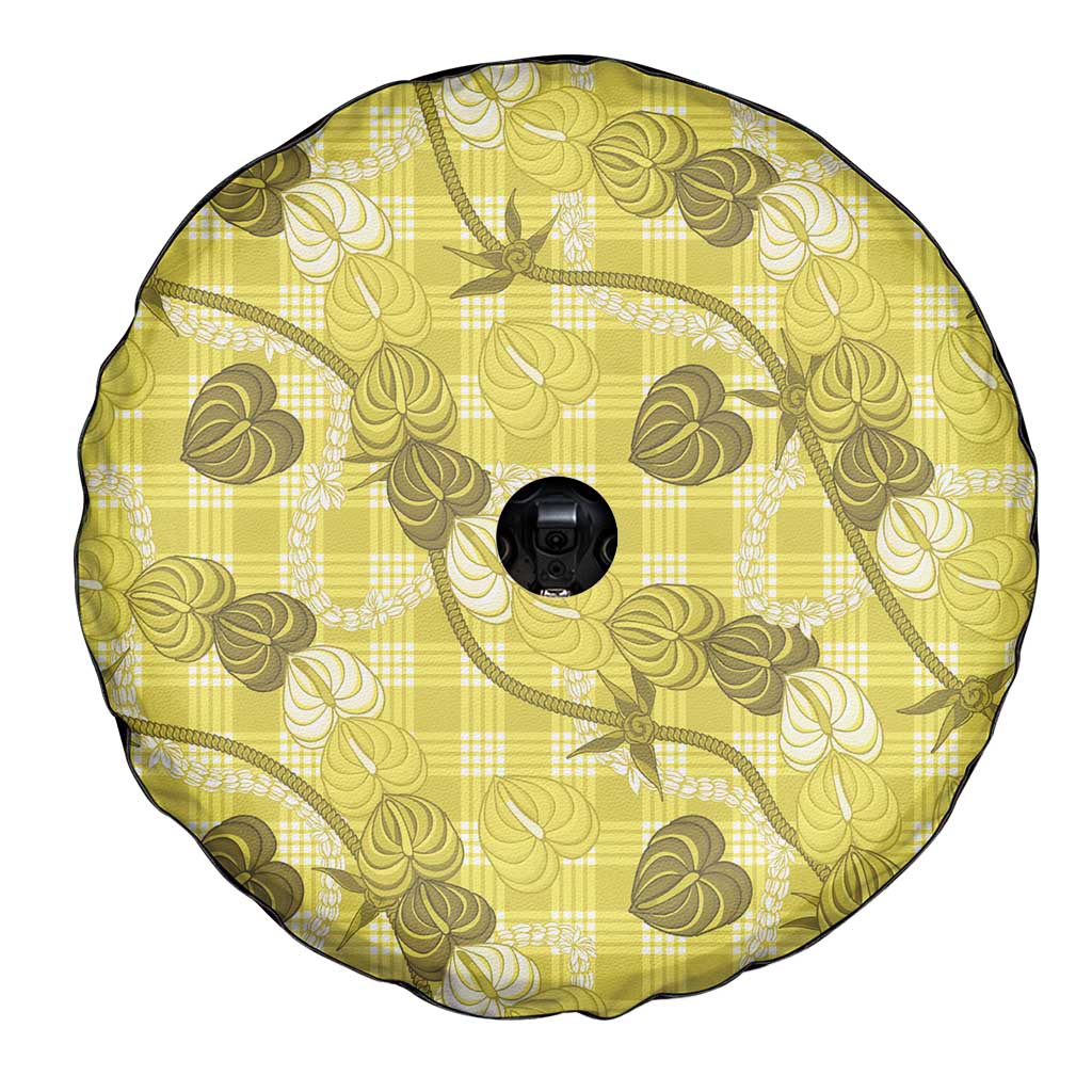 Anthurium Pikake Ti Leaf Palaka Spare Tire Cover Yellow Version LT01 - Polynesian Pride