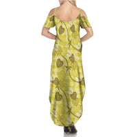 Anthurium Pikake Ti Leaf Palaka Summer Maxi Dress Yellow Version LT01 - Polynesian Pride