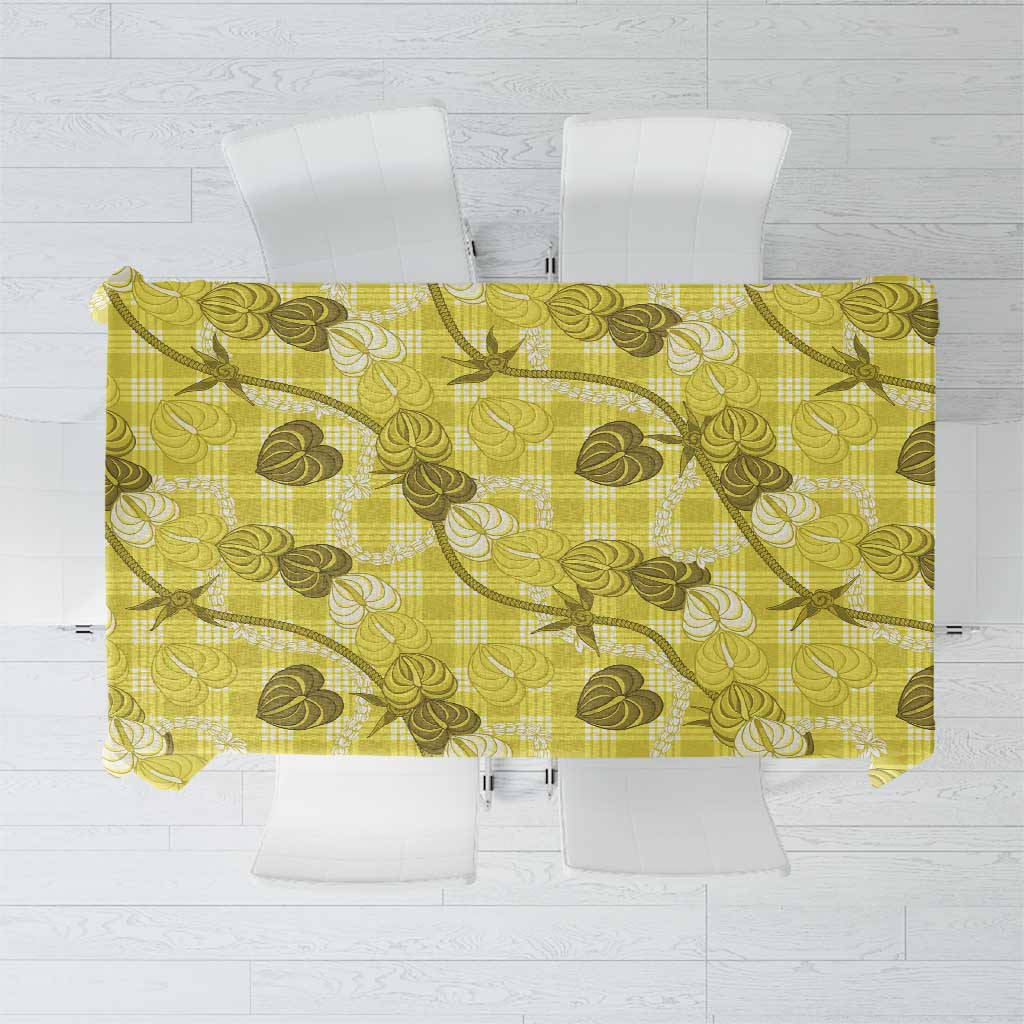 Anthurium Pikake Ti Leaf Palaka Tablecloth Yellow Version LT01 Yellow - Polynesian Pride