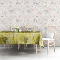 Anthurium Pikake Ti Leaf Palaka Tablecloth Yellow Version LT01 - Polynesian Pride