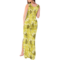 Anthurium Pikake Ti Leaf Palaka Tank Maxi Dress Yellow Version LT01 - Polynesian Pride