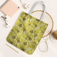 Anthurium Pikake Ti Leaf Palaka Tote Bag Yellow Version LT01 White Strap One Size Yellow - Polynesian Pride
