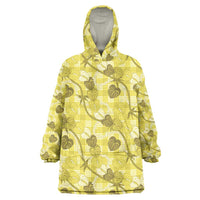 Anthurium Pikake Ti Leaf Palaka Wearable Blanket Hoodie Yellow Version