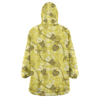Anthurium Pikake Ti Leaf Palaka Wearable Blanket Hoodie Yellow Version
