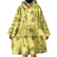 Anthurium Pikake Ti Leaf Palaka Wearable Blanket Hoodie Yellow Version