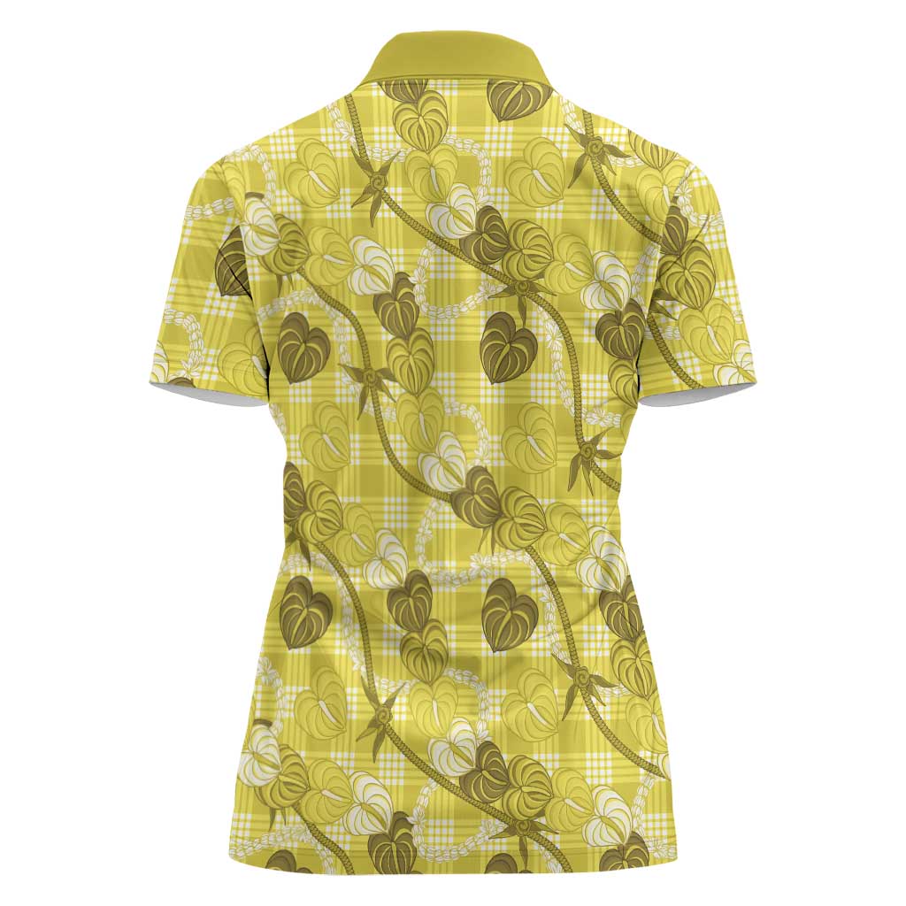 Anthurium Pikake Ti Leaf Palaka Women Polo Shirt Yellow Version LT01 - Polynesian Pride
