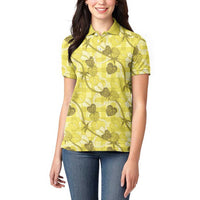 Anthurium Pikake Ti Leaf Palaka Women Polo Shirt Yellow Version LT01 - Polynesian Pride