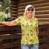 Anthurium Pikake Ti Leaf Palaka Women Polo Shirt Yellow Version LT01 - Polynesian Pride