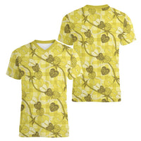 Anthurium Pikake Ti Leaf Palaka Women V-Neck T-Shirt Yellow Version