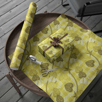 Anthurium Pikake Ti Leaf Palaka Wrapping Paper Yellow Version LT01 - Polynesian Pride