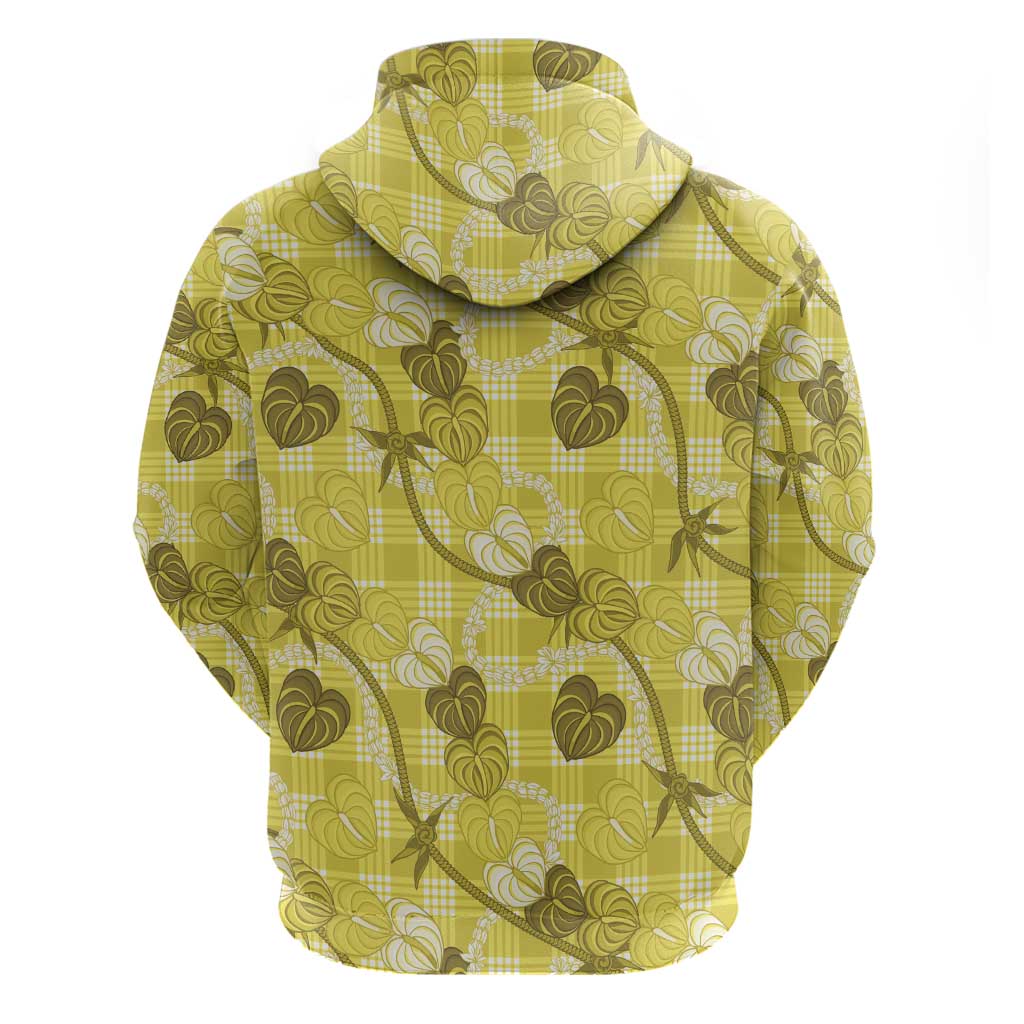 Anthurium Pikake Ti Leaf Palaka Zip Hoodie Yellow Version LT01 - Polynesian Pride